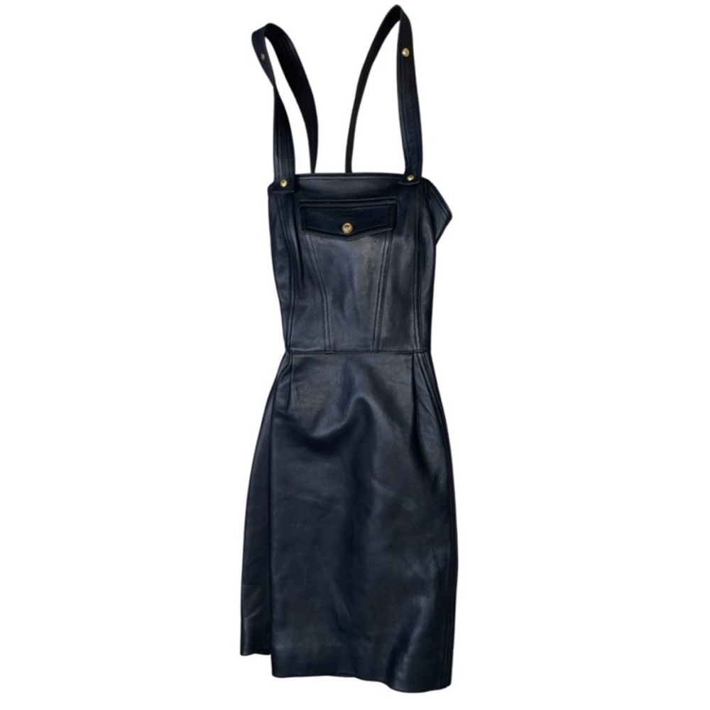 Versus Versace Black Leather Mini Dress